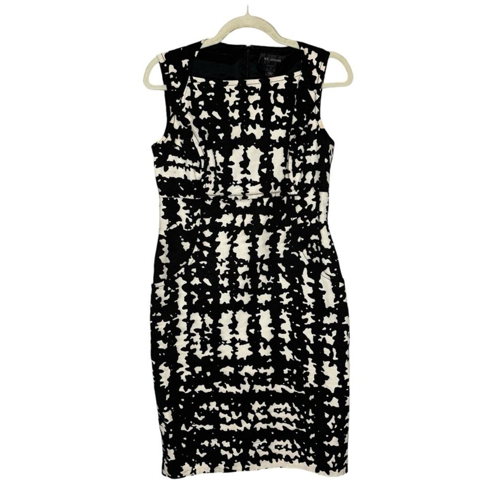 St. John Printed Cocktail Silk Shift Dress